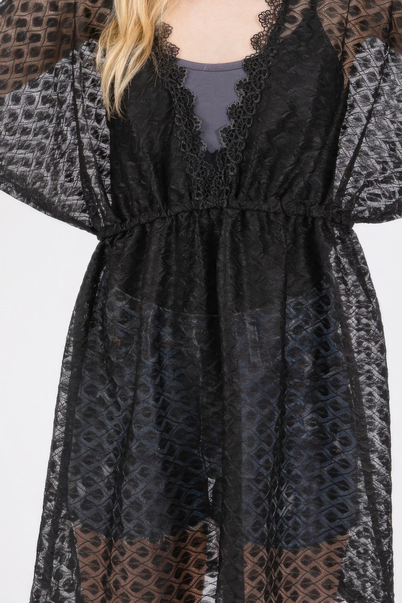 V-neck Detailed Crochet Lace Cover Up - Farnelli