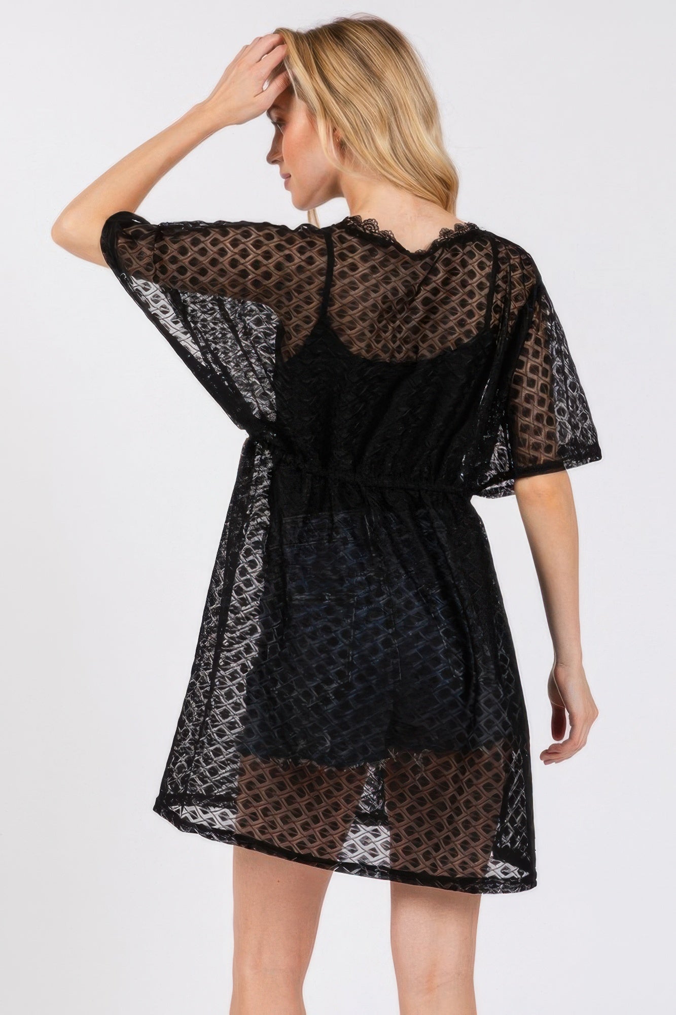 V-neck Detailed Crochet Lace Cover Up - Farnelli