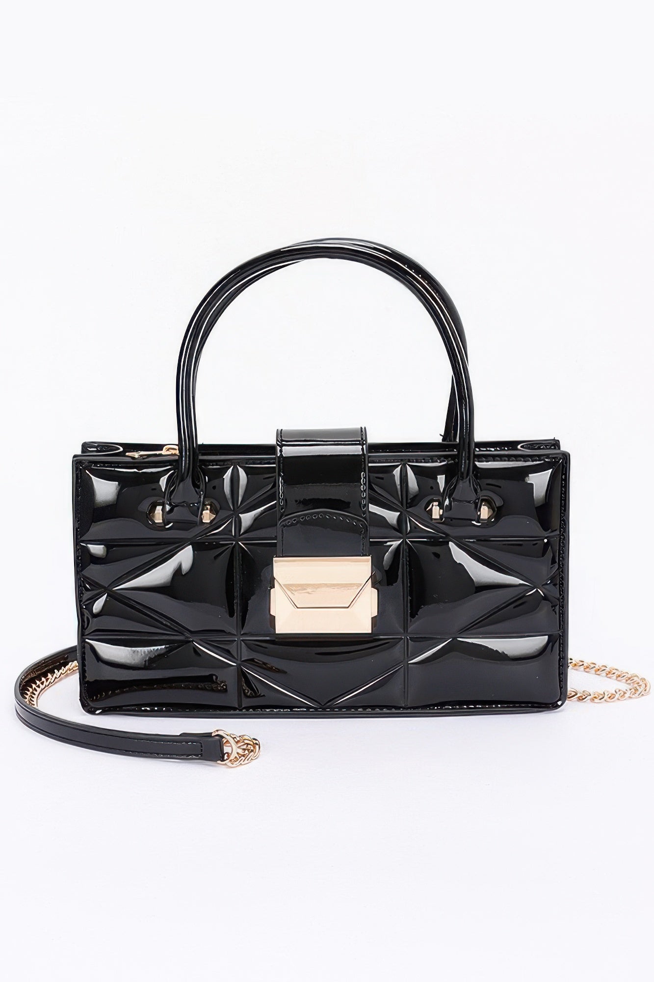 Embossed Enamel Handle Clutch - Farnelli