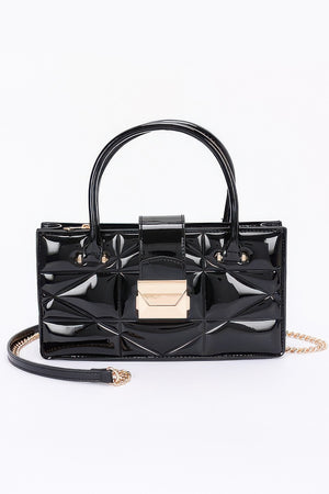 Embossed Enamel Handle Clutch - Farnelli