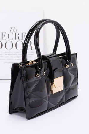 Embossed Enamel Handle Clutch - Farnelli