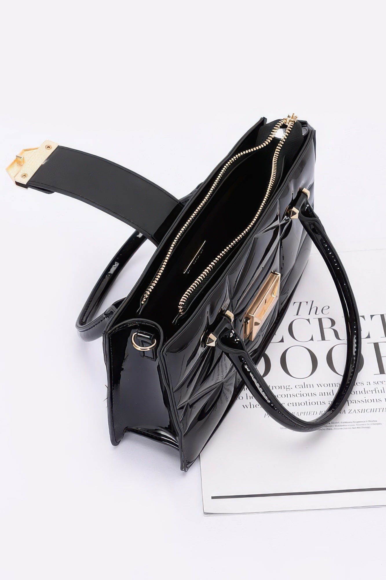 Embossed Enamel Handle Clutch - Farnelli