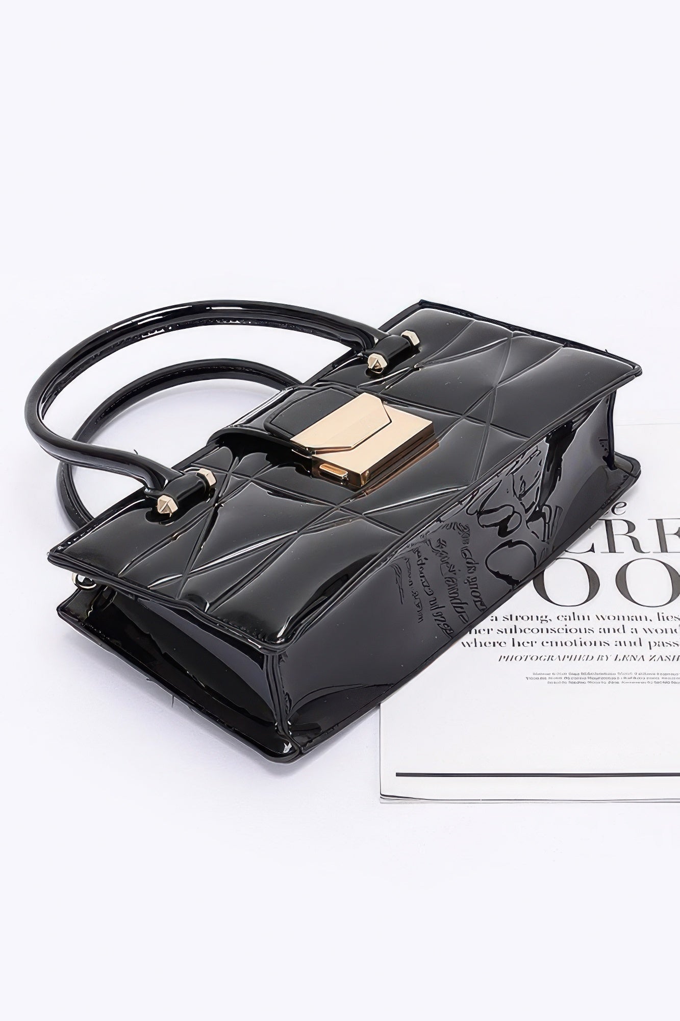 Embossed Enamel Handle Clutch - Farnelli