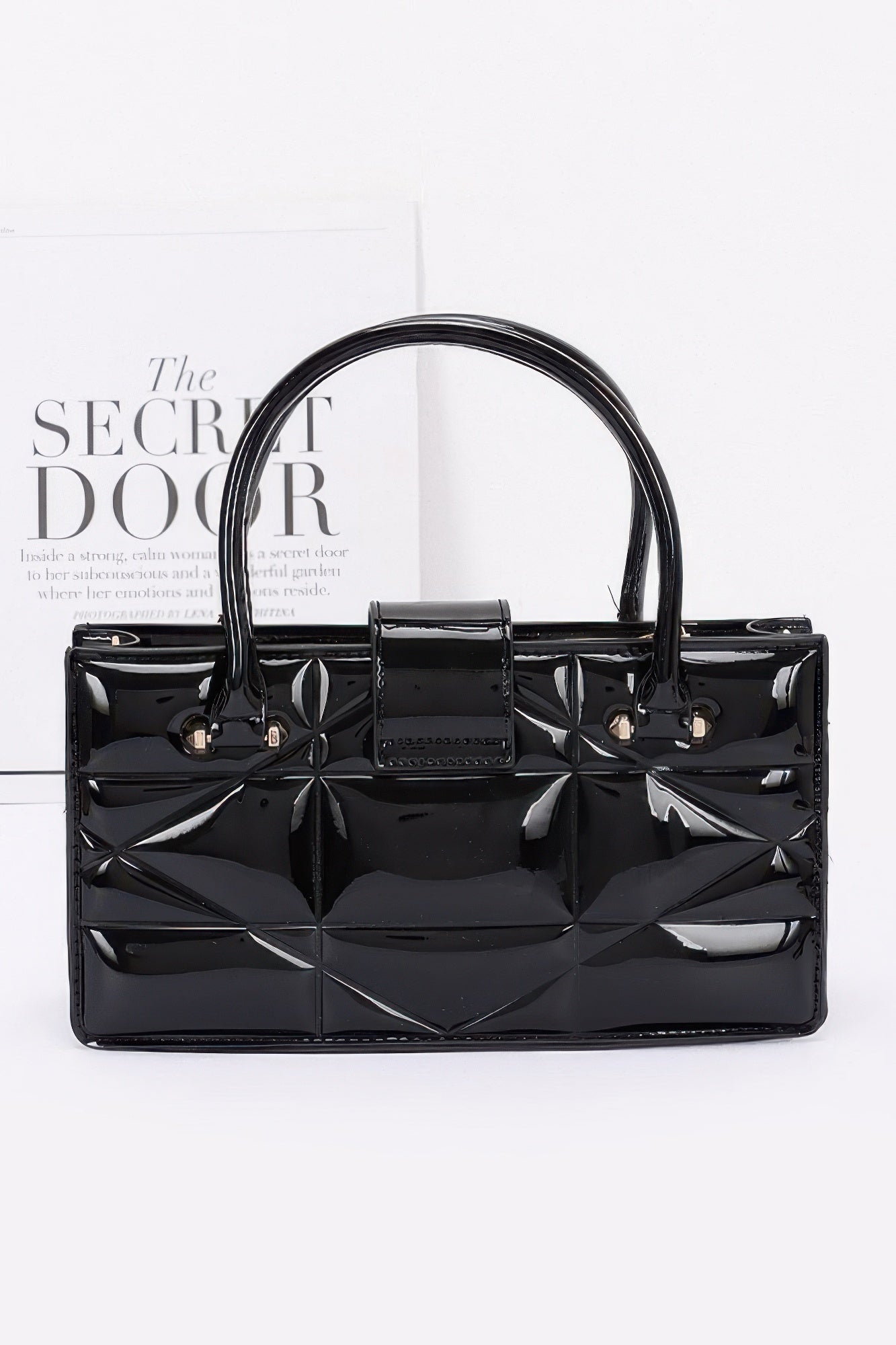 Embossed Enamel Handle Clutch - Farnelli