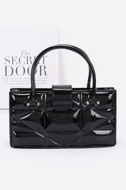 Embossed Enamel Handle Clutch - Farnelli