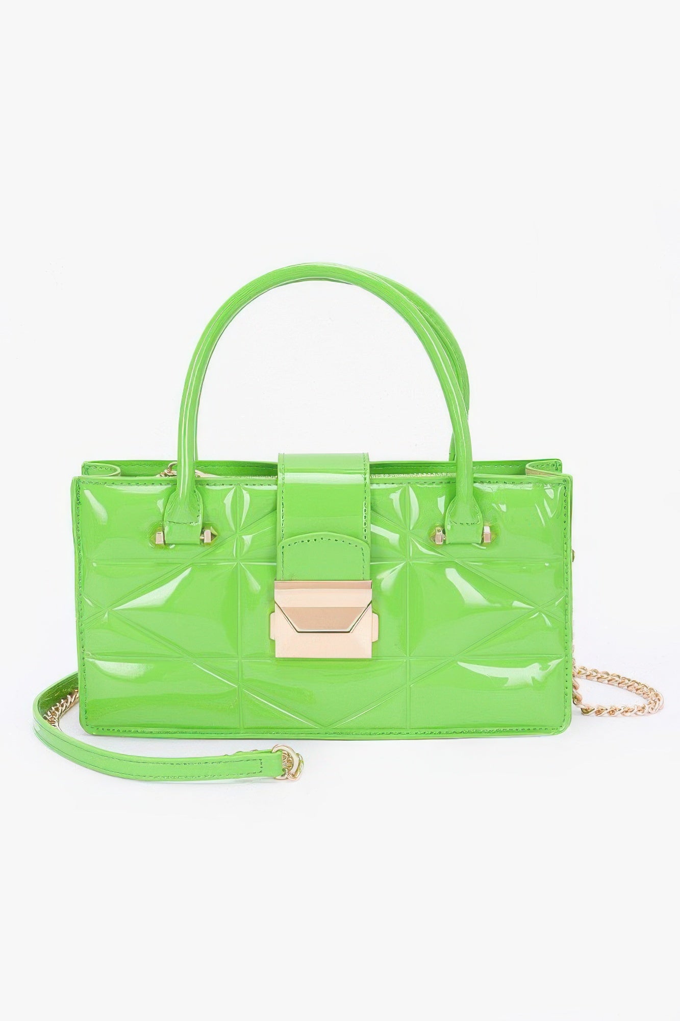 Embossed Enamel Handle Clutch - Farnelli