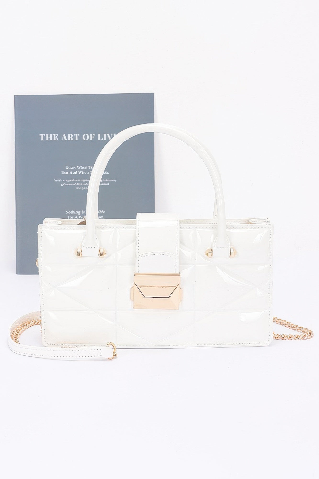 Embossed Enamel Handle Clutch - Farnelli
