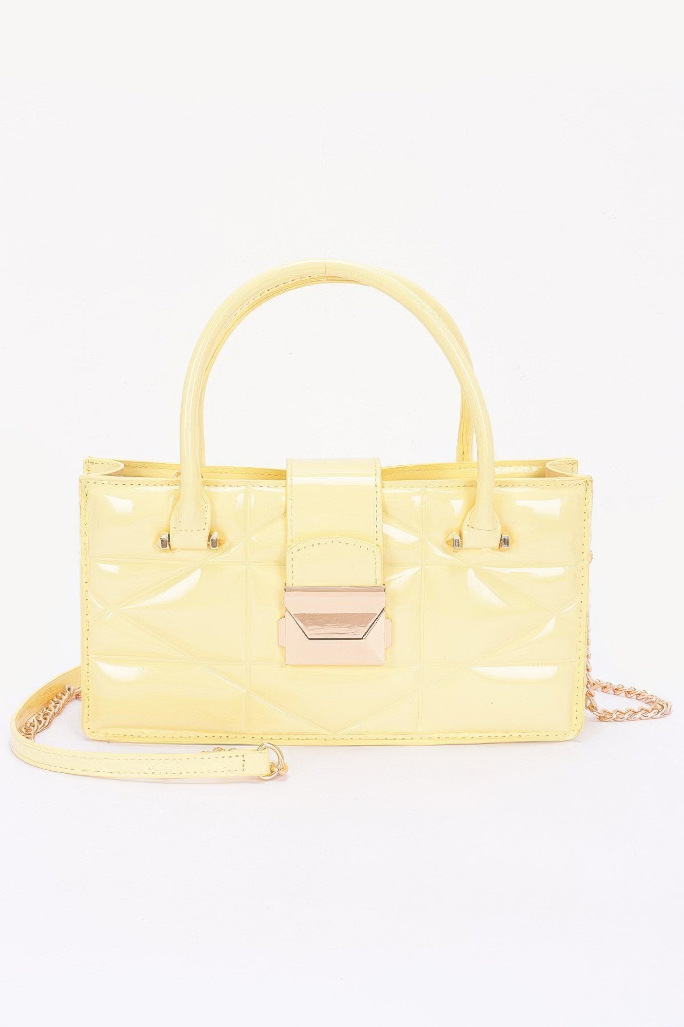 Embossed Enamel Handle Clutch - Farnelli