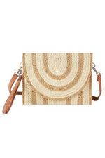 Sequin Mixed Two Tone Straw Clutch & Crossbody Bag - Farnelli