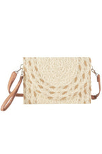 Mixed Color Detail Straw Clutch & Crossbody Bag - Farnelli