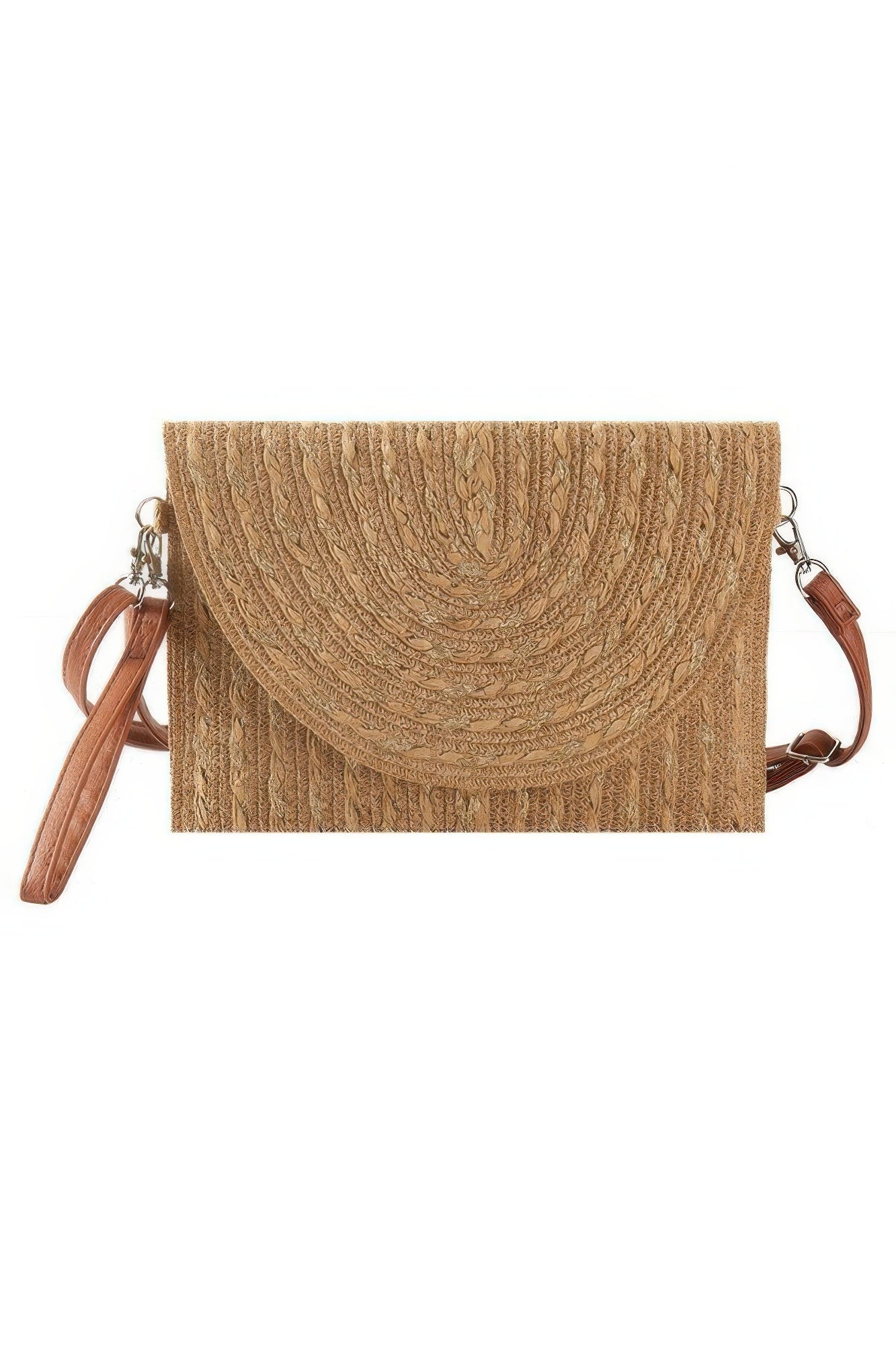 Gold Threads Mixed Color Straw Clutch Crossbodybag - Farnelli
