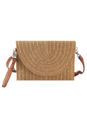 Gold Threads Mixed Color Straw Clutch Crossbodybag - Farnelli