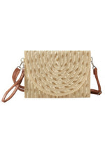 Gold Threads Mixed Color Straw Clutch Crossbodybag - Farnelli