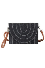Stitch Detailed Straw Clutch & Crossbody Bag - Farnelli