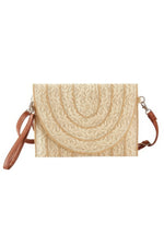 Stitch Detailed Straw Clutch & Crossbody Bag - Farnelli