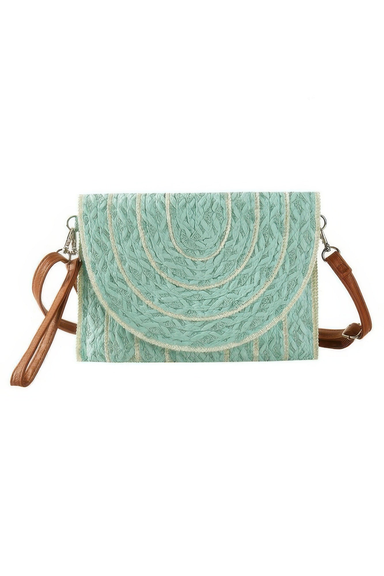 Stitch Detailed Straw Clutch & Crossbody Bag - Farnelli