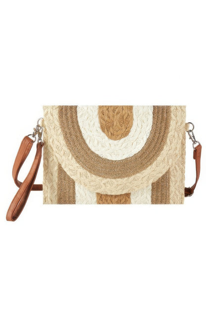 Metallic Lined Multicolor Straw Clutchcrossbodybag - Farnelli