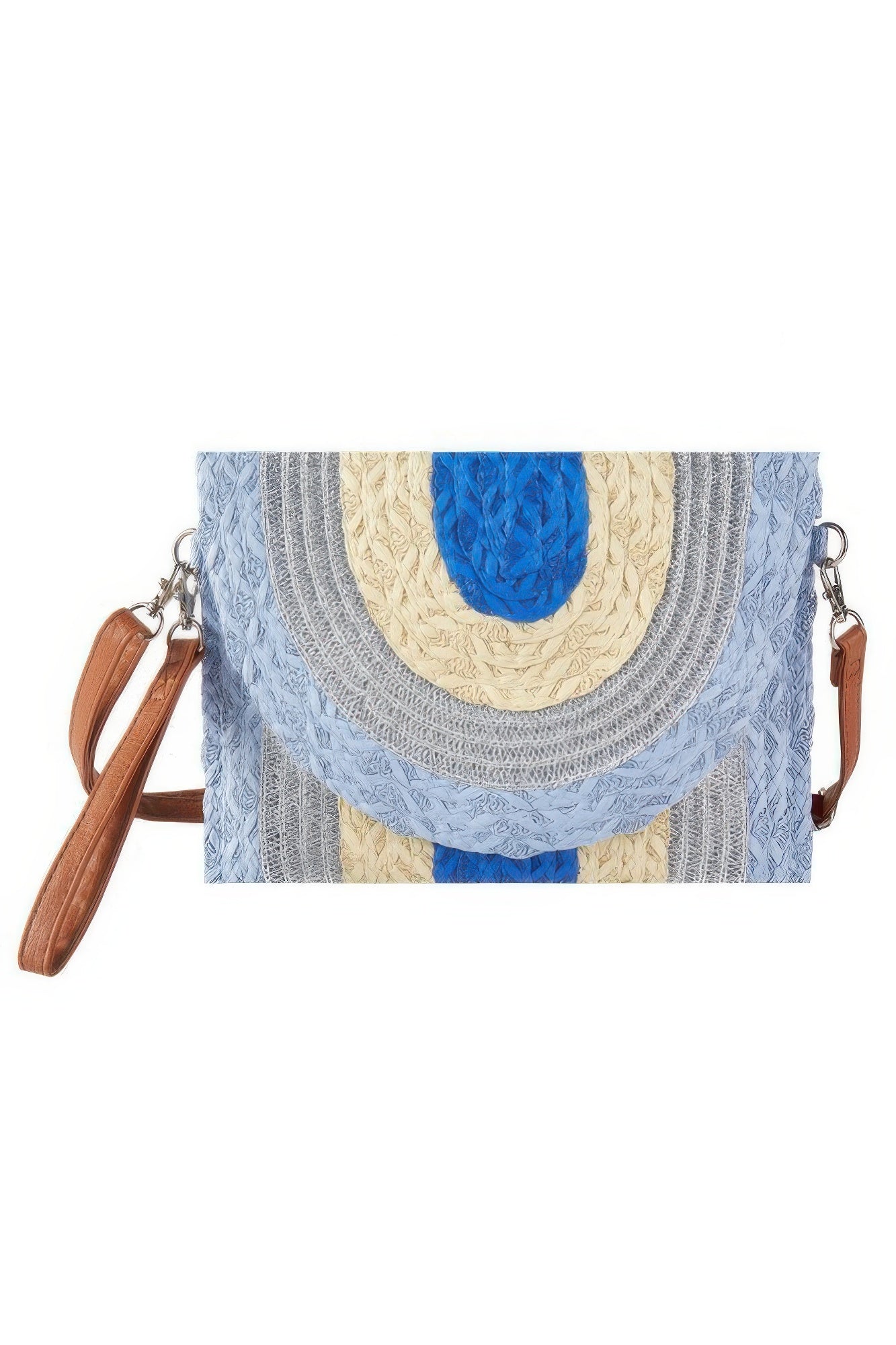 Metallic Lined Multicolor Straw Clutchcrossbodybag - Farnelli