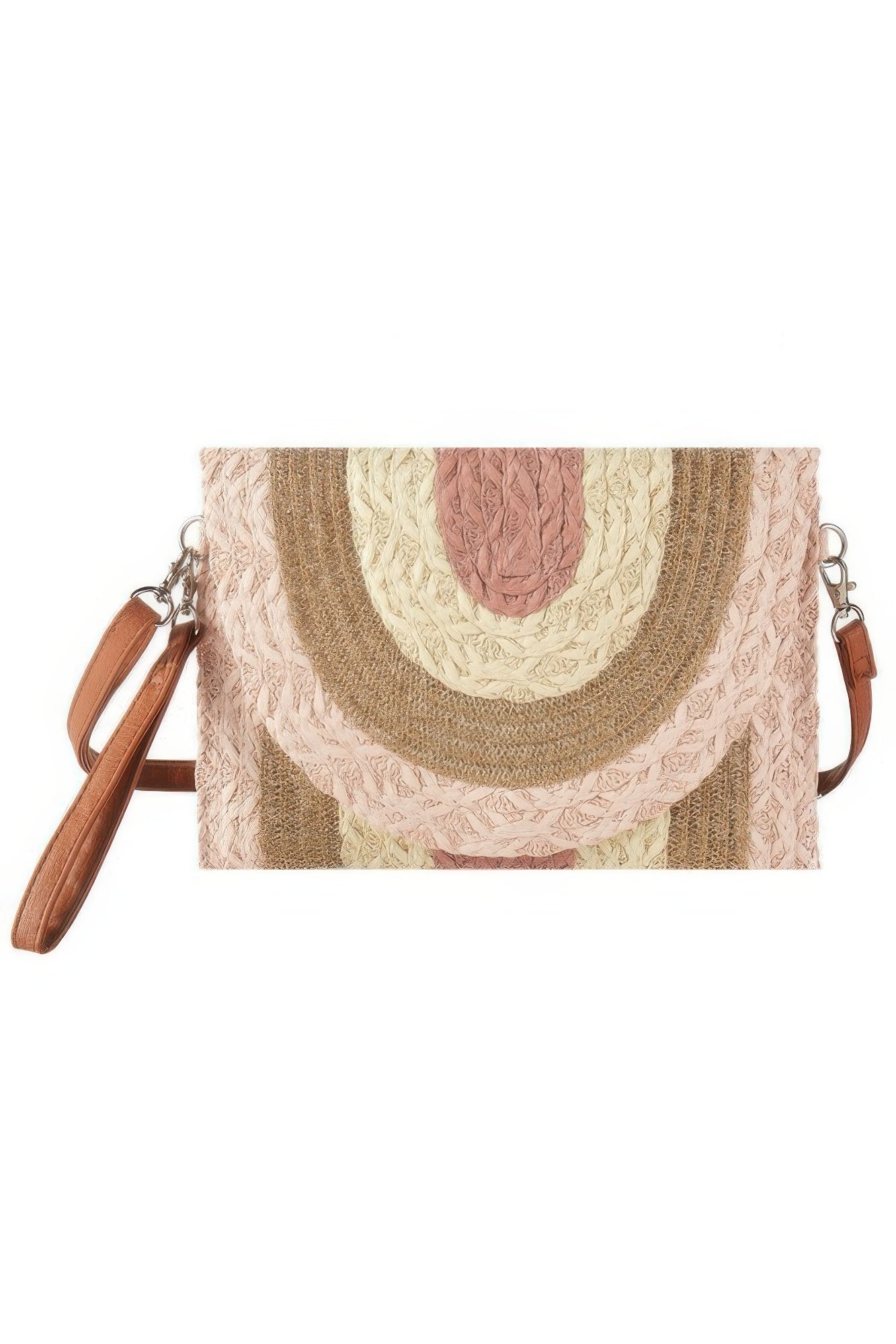 Metallic Lined Multicolor Straw Clutchcrossbodybag - Farnelli
