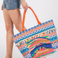 Boho Print Pom Pom Fringe Tote Bag - Farnelli