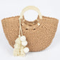 Woven Cotton Wood Handle Tote Bag - Farnelli