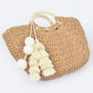 Woven Cotton Wood Handle Tote Bag - Farnelli