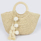 Woven Cotton Wood Handle Tote Bag - Farnelli