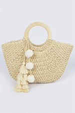 Woven Cotton Wood Handle Tote Bag - Farnelli