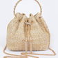 Faux Straw Bucket Bag W/stone Handle - Farnelli