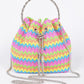 Faux Straw Bucket Bag W/stone Handle - Farnelli