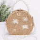 Faux Straw Handmade Clutch W/pearl Handle - Farnelli