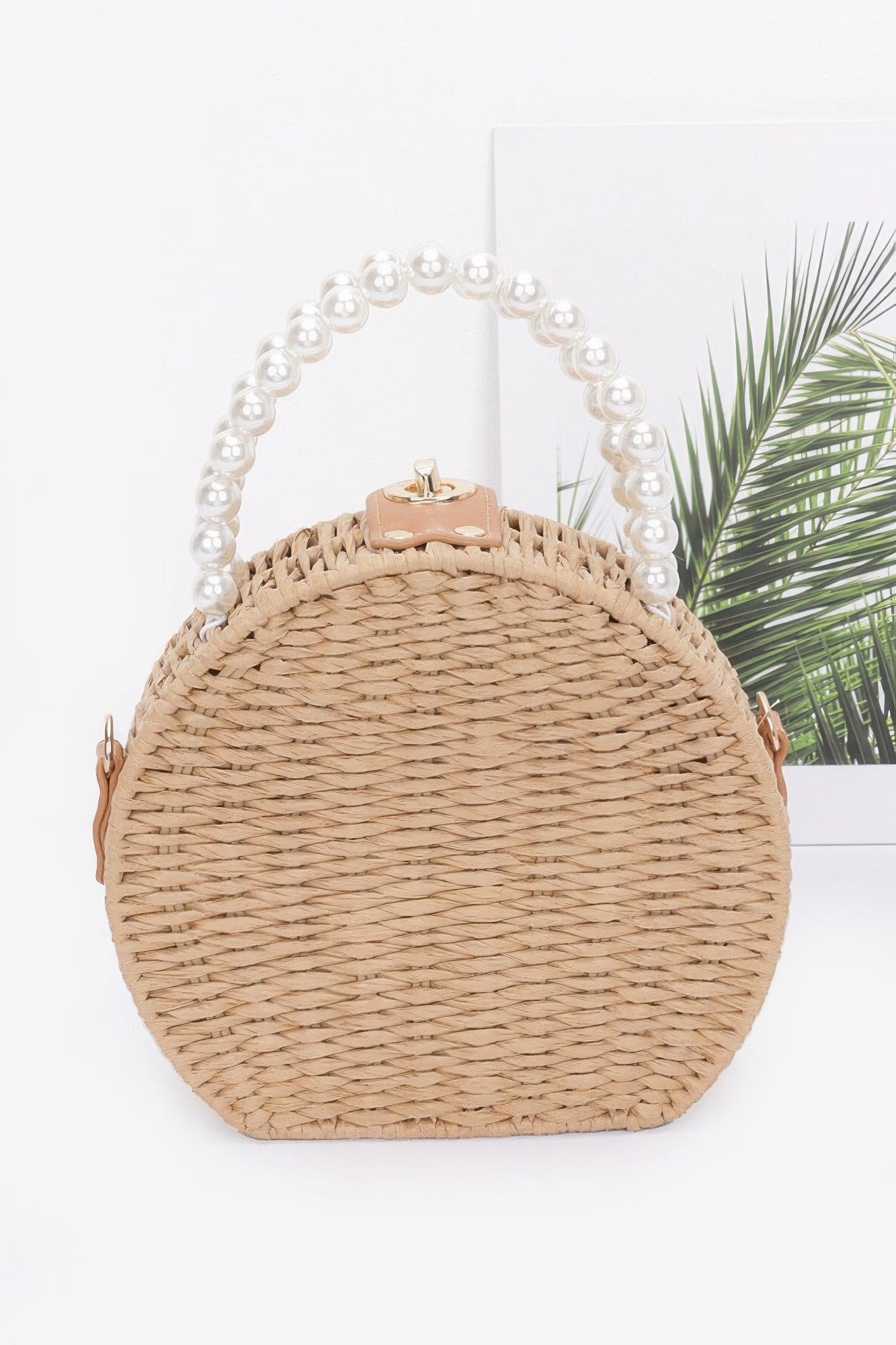 Faux Straw Handmade Clutch W/pearl Handle - Farnelli