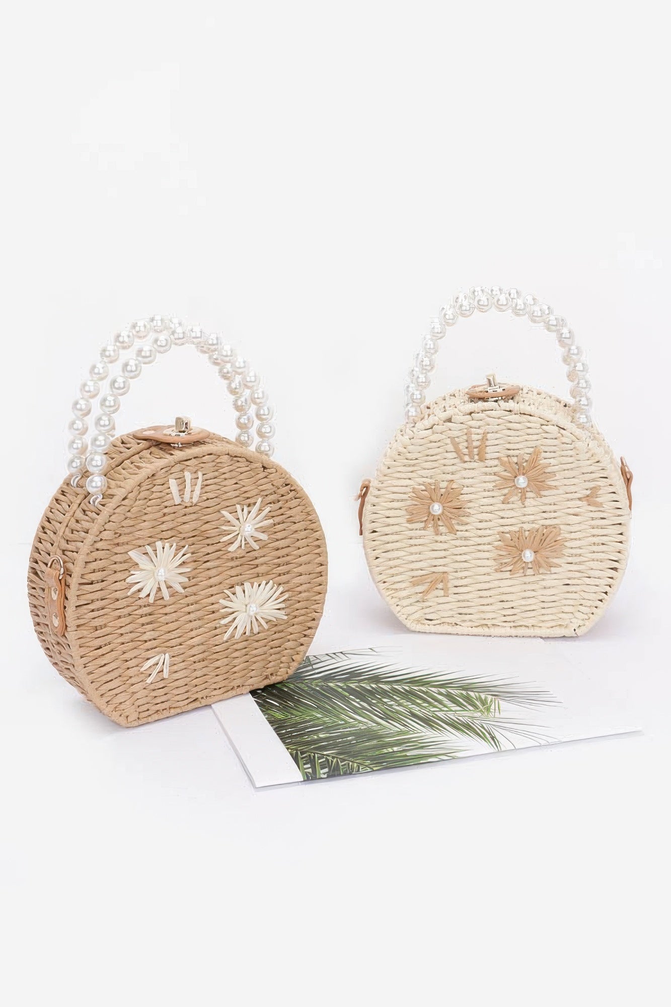 Faux Straw Handmade Clutch W/pearl Handle - Farnelli