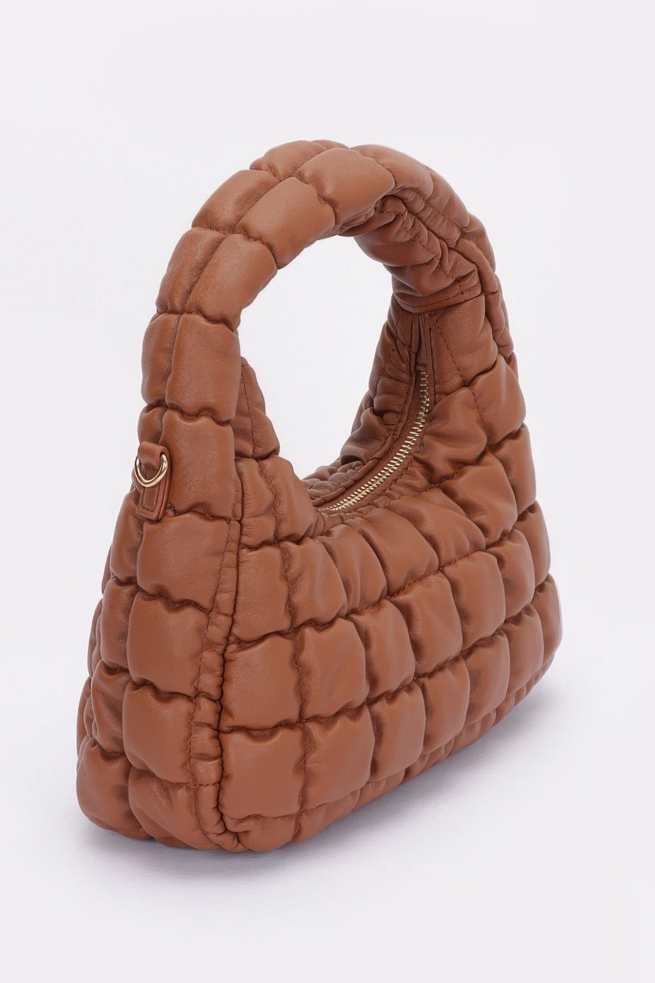 Quilted Faux Leather Padded Hobo Bag - Farnelli