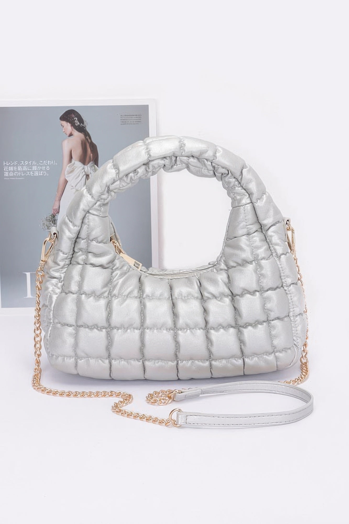 Quilted Faux Leather Padded Hobo Bag - Farnelli