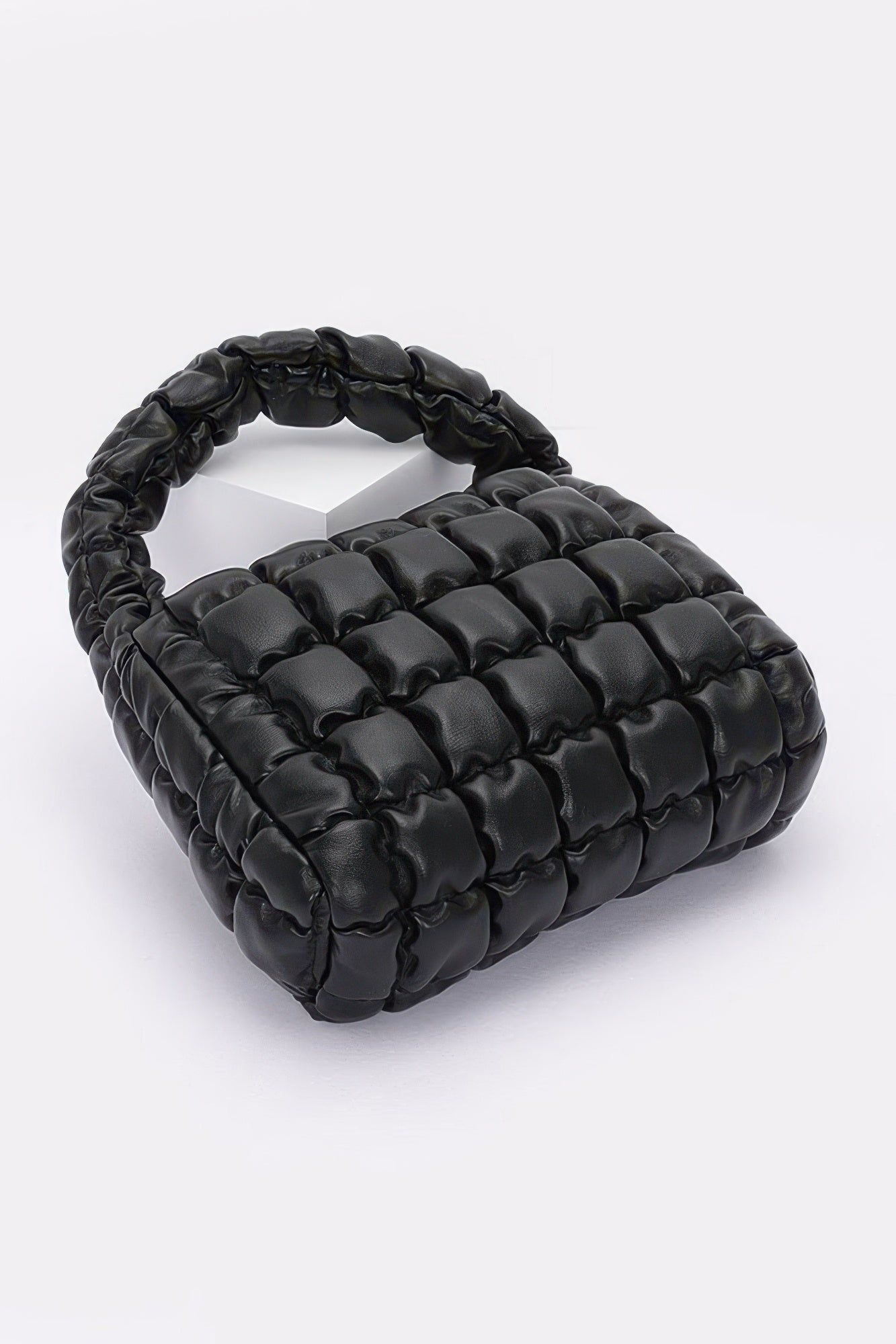 Quilted Faux Leather Padded Handle Bag - Farnelli