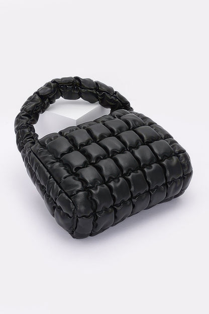 Quilted Faux Leather Padded Handle Bag - Farnelli