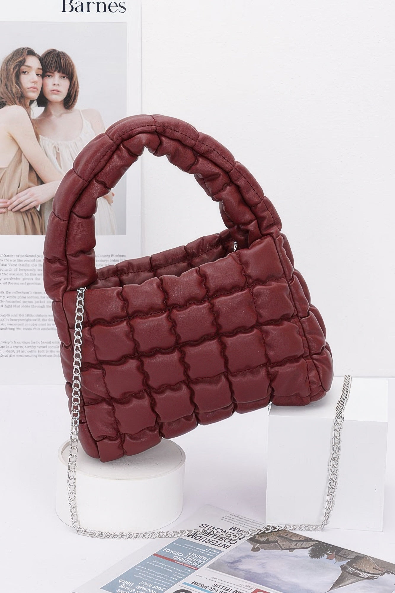 Quilted Faux Leather Padded Handle Bag - Farnelli
