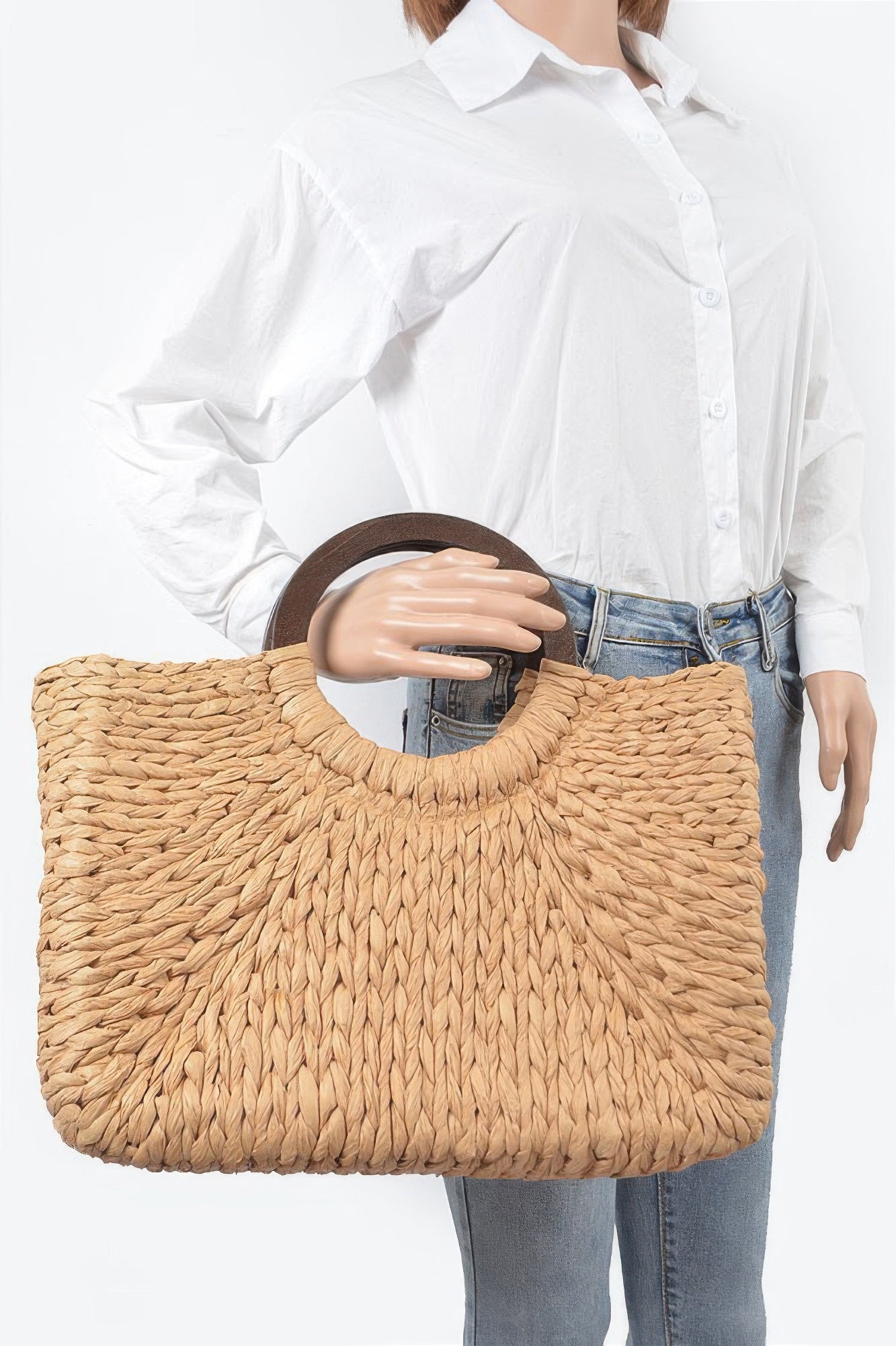 Round Handle Straw Tote Bag - Farnelli