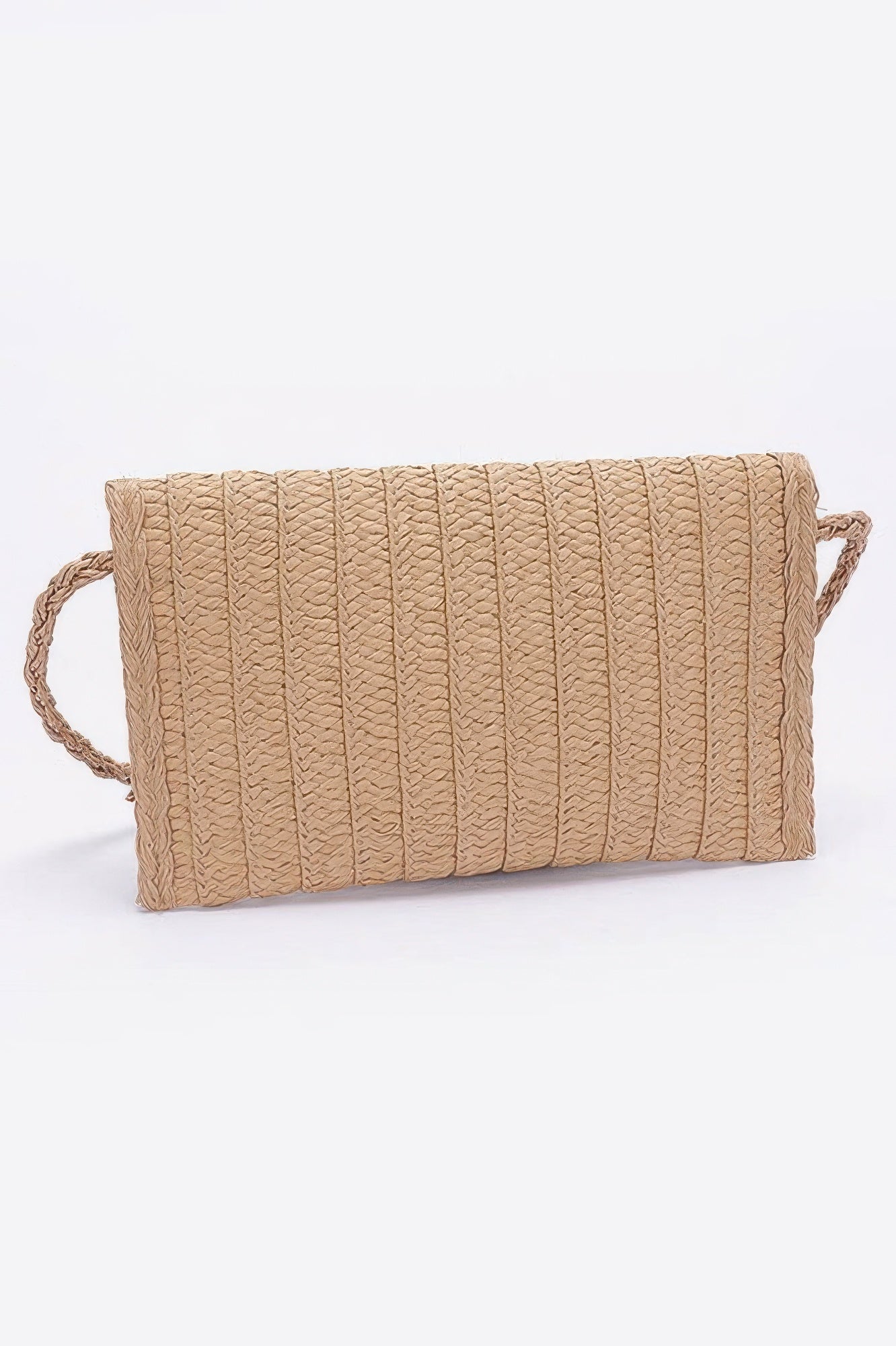 Faux Straw Handmade Ribbon Flap Clutch - Farnelli