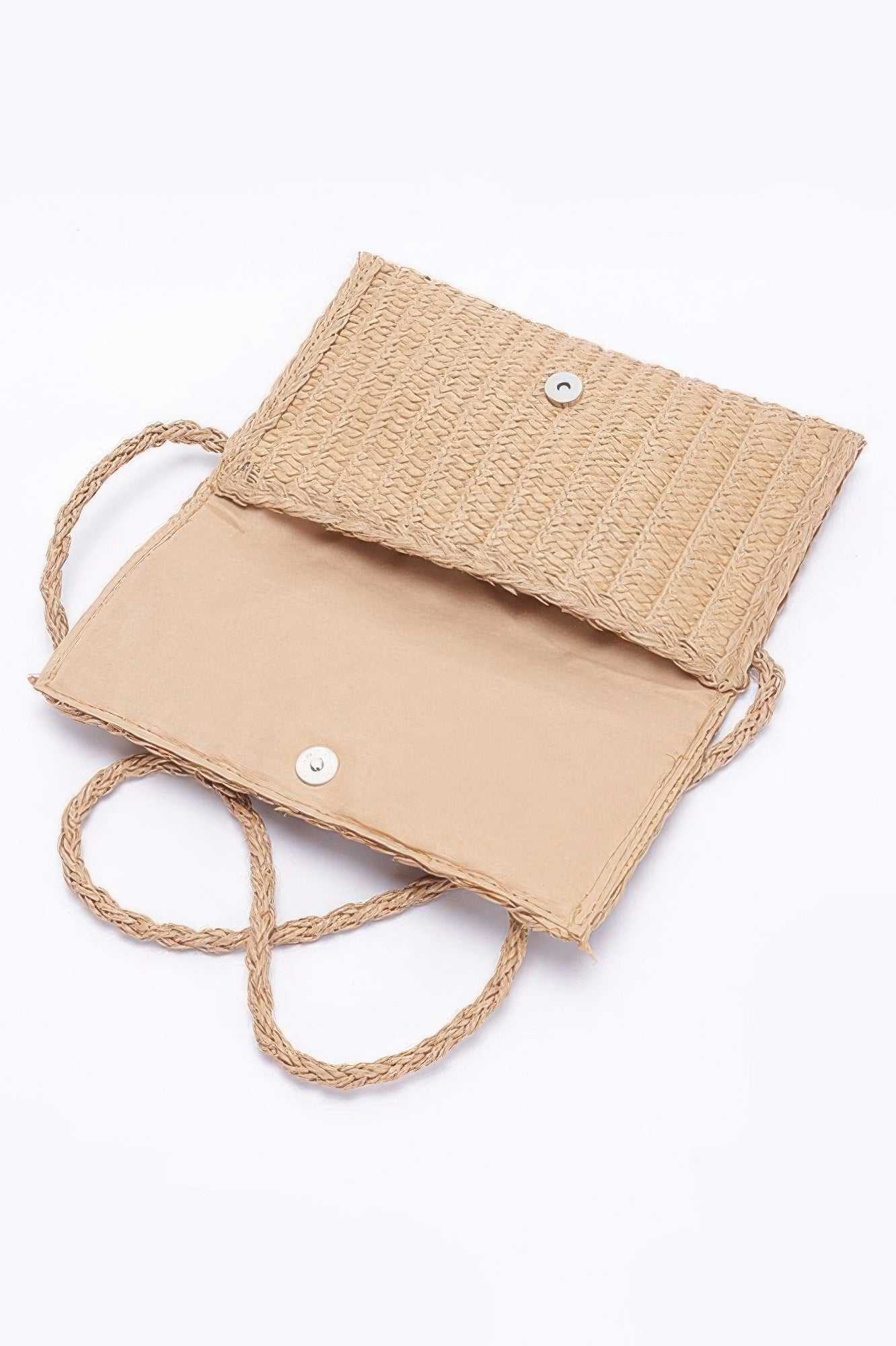 Faux Straw Handmade Ribbon Flap Clutch - Farnelli