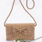 Faux Straw Handmade Ribbon Flap Clutch - Farnelli