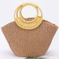 Faux Straw Bamboo Handle Tote Bag - Farnelli