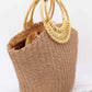 Faux Straw Bamboo Handle Tote Bag - Farnelli