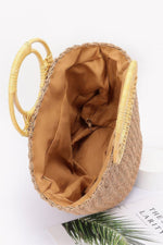 Faux Straw Bamboo Handle Tote Bag - Farnelli