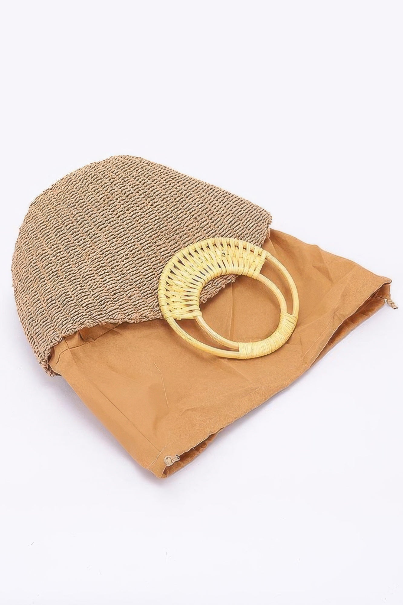Faux Straw Bamboo Handle Tote Bag - Farnelli