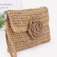 Faux Straw Handmade Flower Flap Clutch - Farnelli