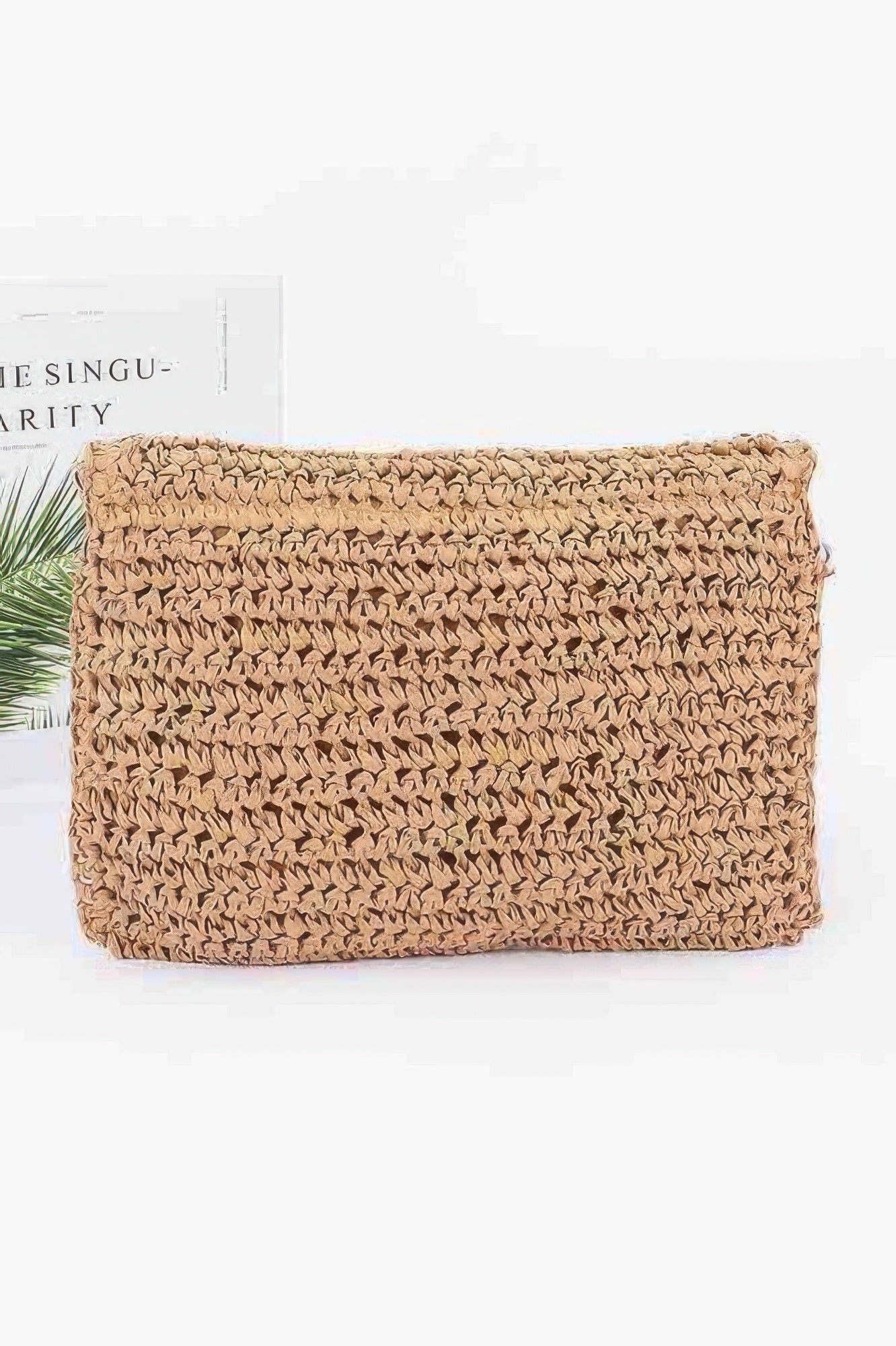 Faux Straw Handmade Flower Flap Clutch - Farnelli