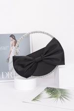 Satin Ribbon Round Rhinestone Metal Clutch - Farnelli