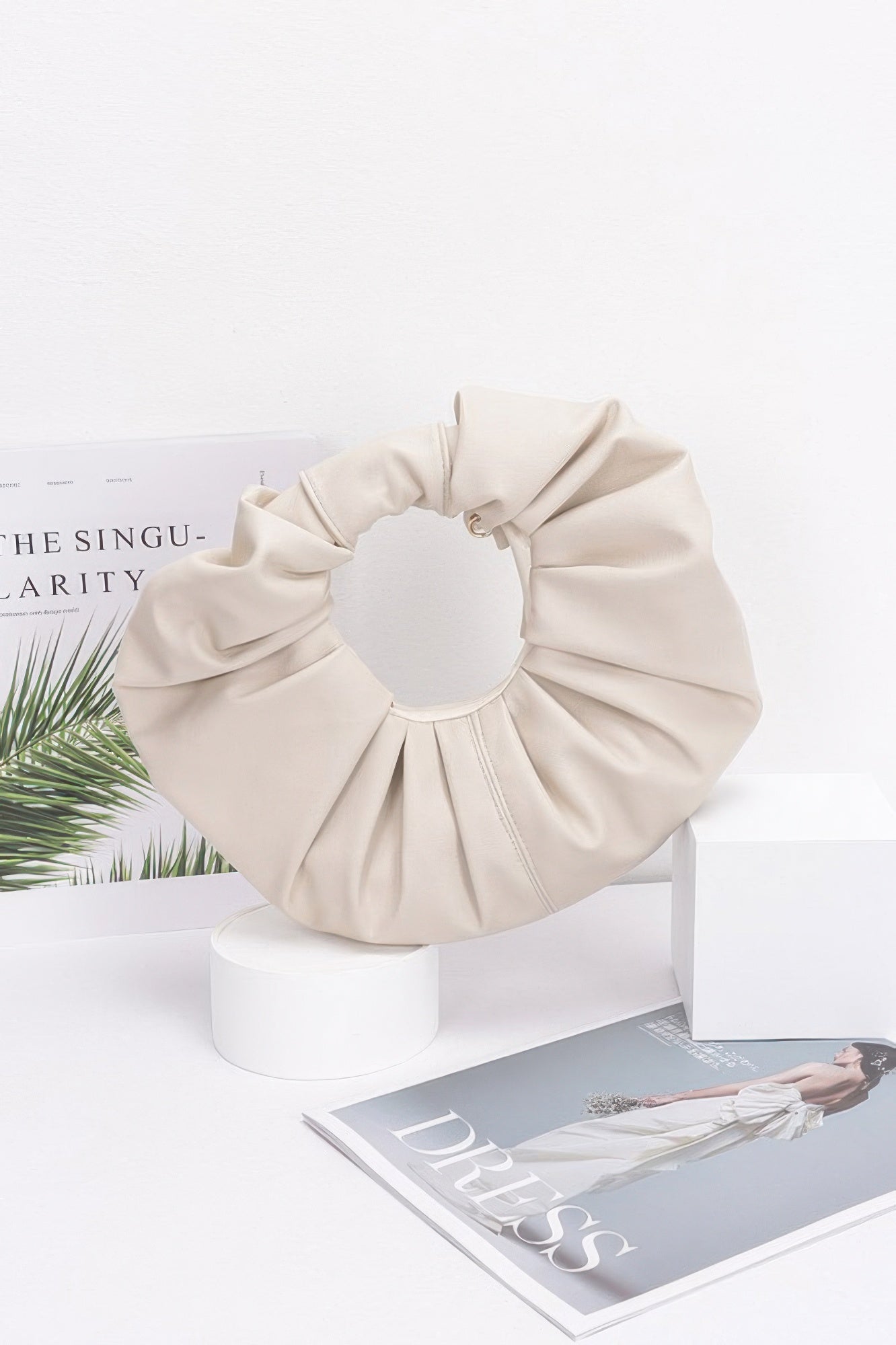 Faux Leather Pleated Handle Clutch - Farnelli
